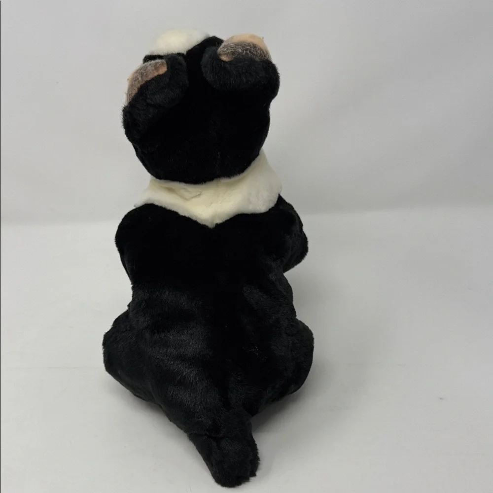 Animal Alley 13” long Plush Black & White Bulldog Stuffed Animal Toy - Kids
